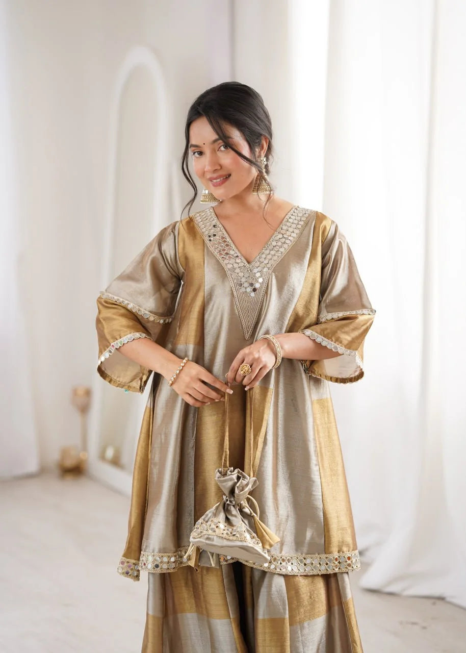 ethnic co ord set for women closeup with mirror batwa