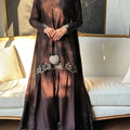 Brown Embroidered Crepe Top with Farshi Salwar Set