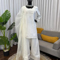 Elegant Off White Crepe Farshi Salwar Suit Set