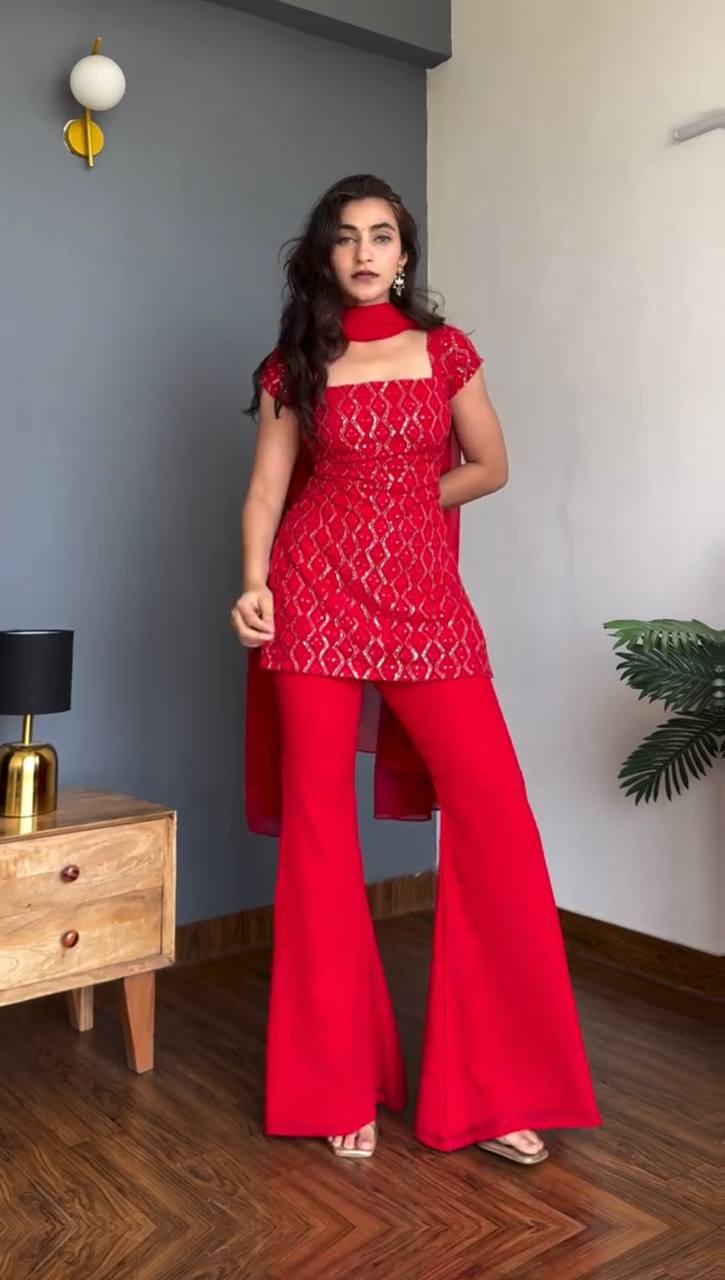 Crimson Red Kareena 90s Iconic Suit Set