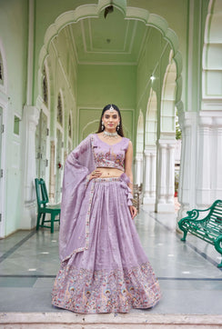 Lilac Heavy Embroidered Lehenga Set
