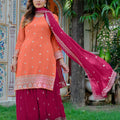 Peach & Rani Embroidered Plazo Set