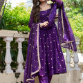 Royal Purple Embroidered Suit Set