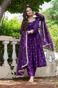 Royal Purple Embroidered Suit Set