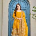 Yellow Embroidered Anarkali Set