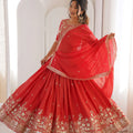 Bridal Red Simmer Silk Lehenga Set