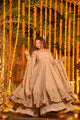 Beige Embroidered Silk Anarkali Sharara Suit Set
