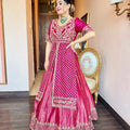 Rani Pink Chinon Silk Embroidered Lehenga Set