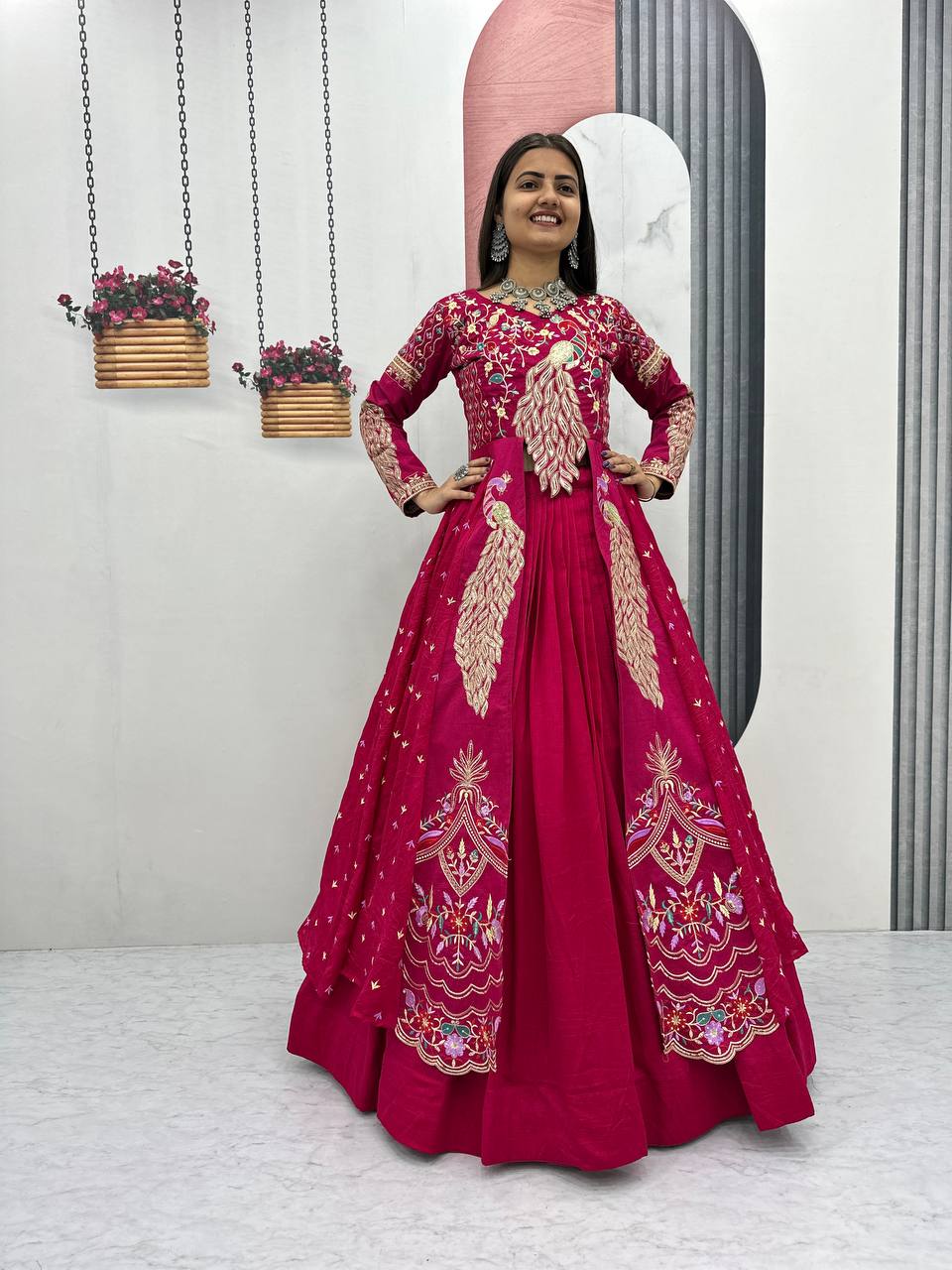 Rani Pink Lehenga Set with Shrug | Wedding & Festive Wear – chicorawear