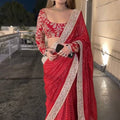 Red Embroidered Saree - Glam Wedding Saree with Designer Blouse by Chicora Wear