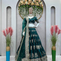 Teal Green Japan Satin Embroidered Lehenga Set