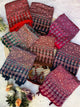 Ajrakh saree with mirror work 7 colour options brown black green navy pink wine red