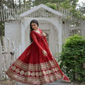 black gown with dupatta full front view gold border