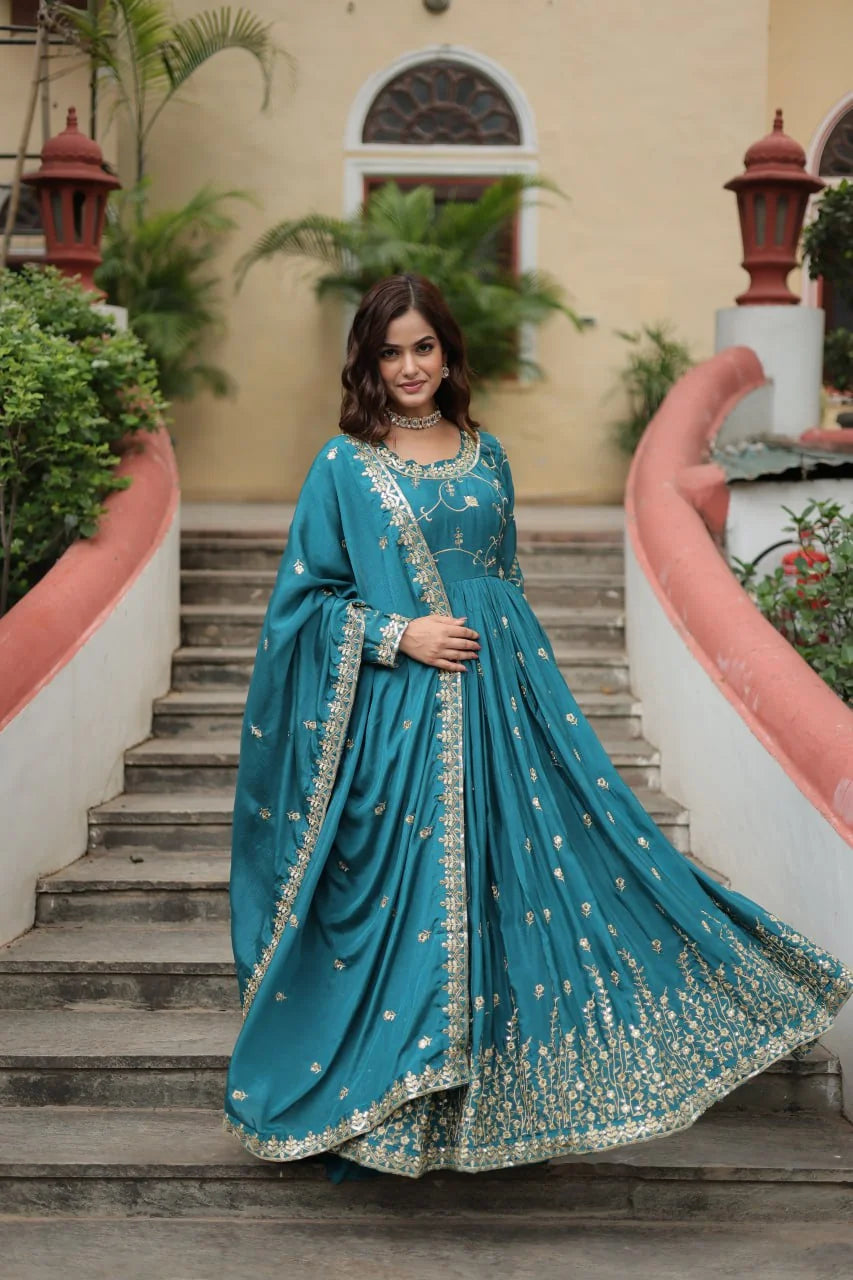 olive green chinon sharara suit for women side pose