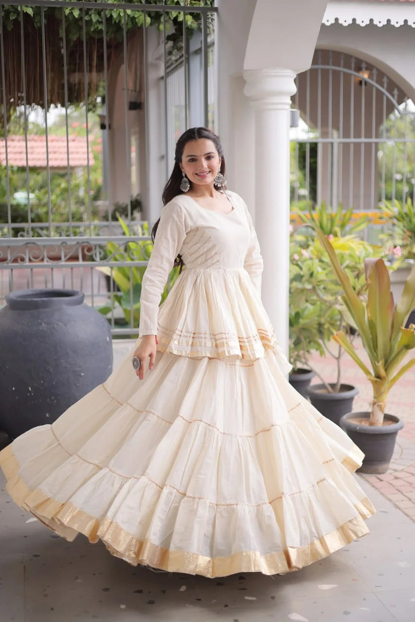 Off white cotton lehenga choli twirl – 12 mtr flair in motion for garba