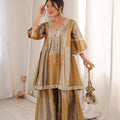 two tone tissue ethnic co ord set full front view