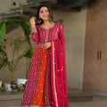 Navy blue teal anarkali gown with dupatta festive zari sequin embroidery