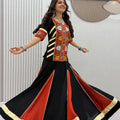 garba lehenga black red cotton kediyu spinning full view