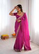magenta georgette leheriya saree thread sequin border detail