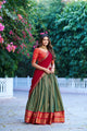 Kanchipuram half saree lehenga set purple and teal with micro cotton inner – festive look