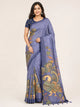 blue kota check saree front drape with soft cotton silk weave