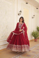 maroon sequin anarkali gown with dupatta 3.5 metre flair