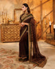 maroon tibby silk saree model side profile