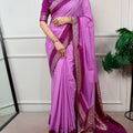 mysore crepe saree lavender front view full length