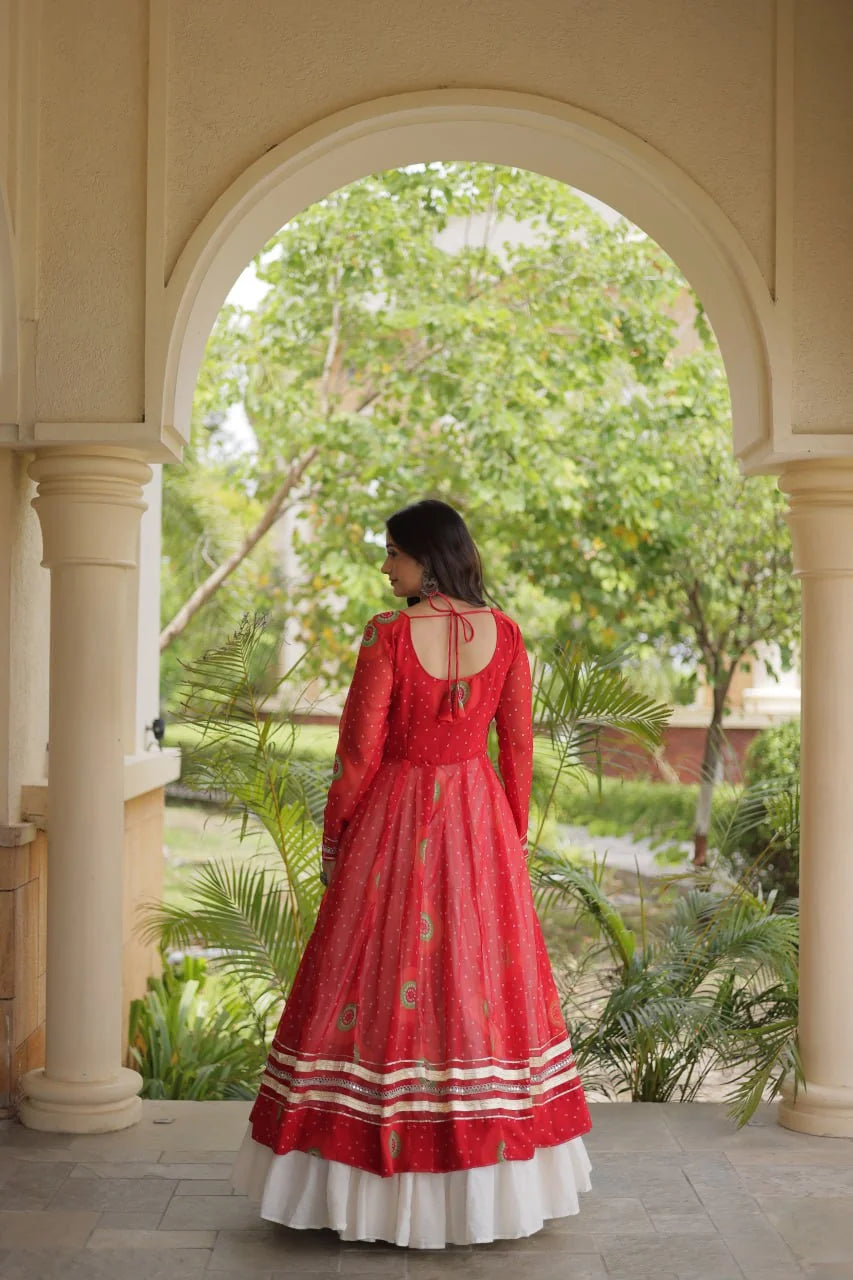 close up of green navratri kurti lehenga kutchi patchwork peacock yoke