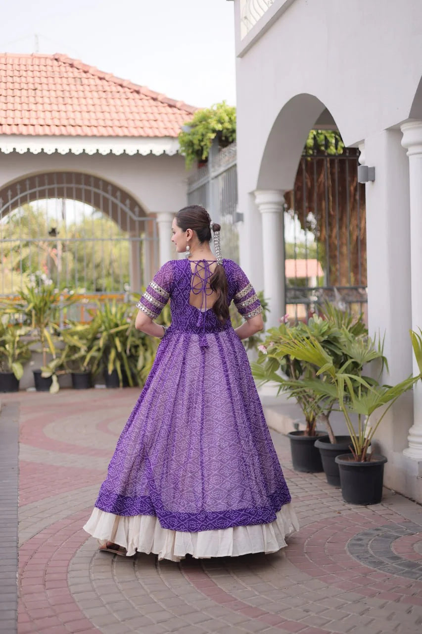 bandhani lehenga choli maroon full view festive navratri