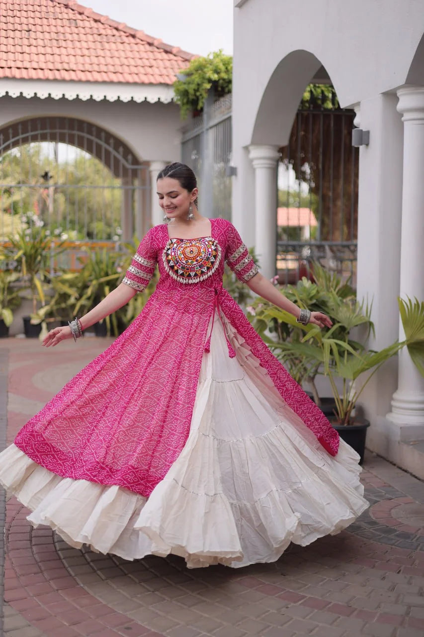 navratri garba lehenga pink twirl 12 metre flair