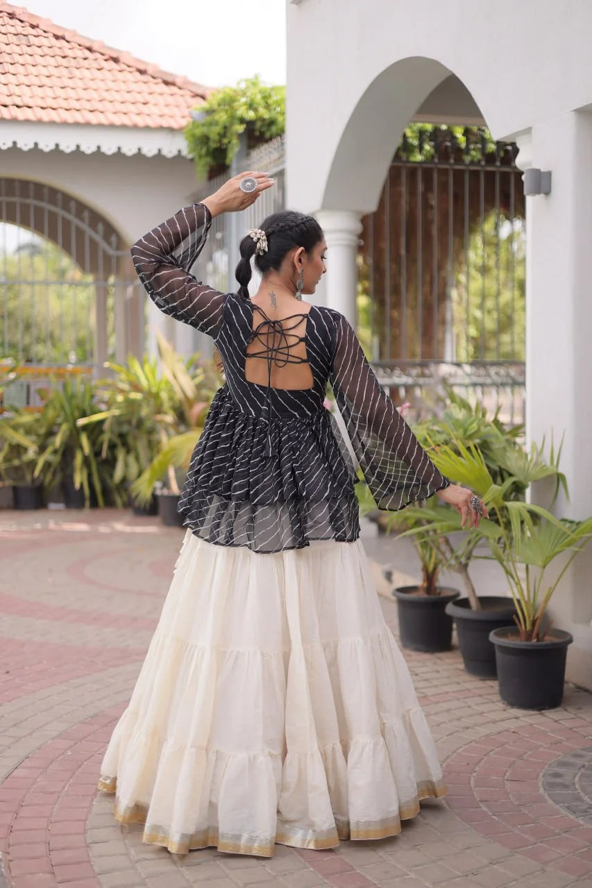 navratri lehenga choli black back view lace up open back
