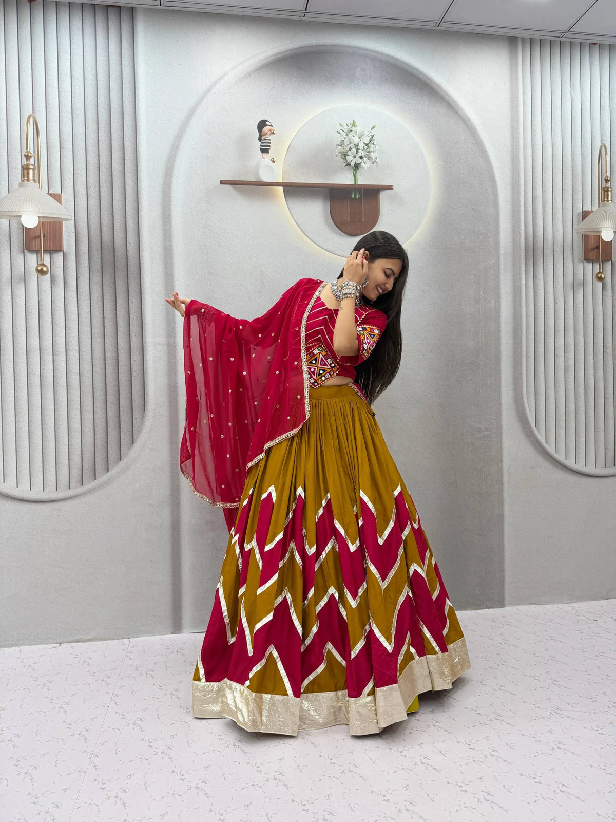 Navratri lehenga choli purple pink full length Garba festive