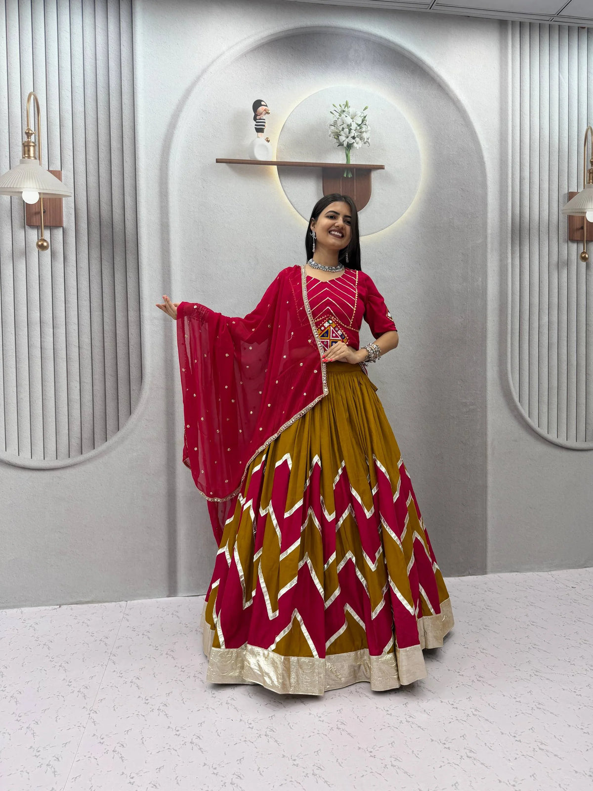 Purple pink navratri lehenga choli twirl Dandiya ready look