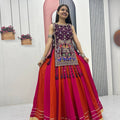 wine purple navratri lehenga choli set full view