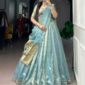 paithani silk lehenga choli set pink full view