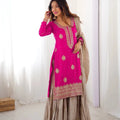 Rani Pink Chinon Silk Sharara Set