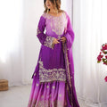 Purple Ombre Chinon Silk Plazo Set