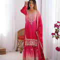 Pink Ombre Chinon Silk Plazo Set