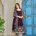 Wine Purple Embroidered Anarkali Set