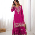 Rani Pink Embroidered Sharara Set