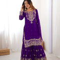 Royal Purple Embroidered Sharara Set