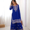 Royal Blue Embroidered Sharara Set
