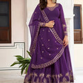 Royal Purple Embroidered Gown Set