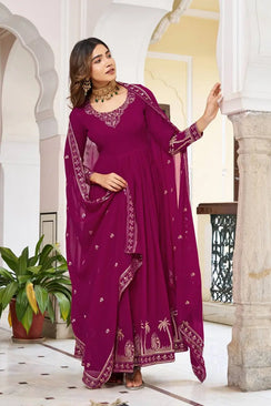 Rani Pink Embroidered Gown Set