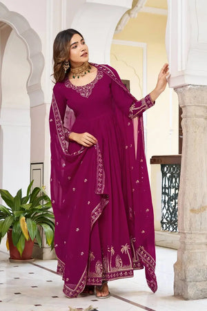 Rani Pink Embroidered Gown Set