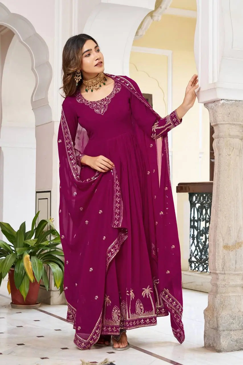 Rani Pink Embroidered Gown Set
