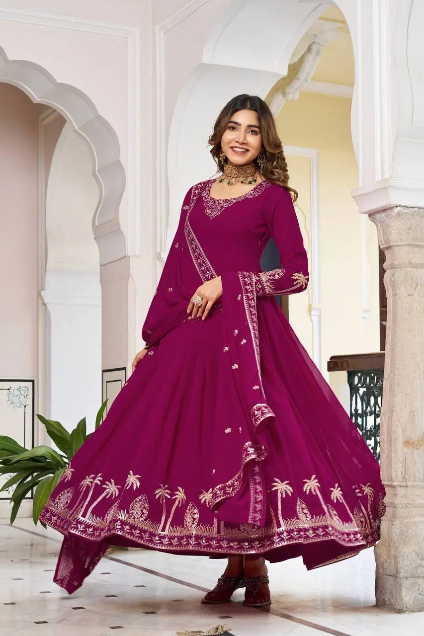 Rani Pink Embroidered Gown Set