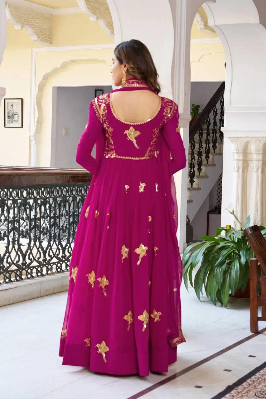 Rani Pink Embroidered Gown Set