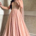 Blush Pink Embroidered Gown Lehenga Set